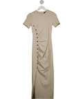 Karen Millen Cream Ruched Button Detail Pencil Midi Dress UK XS - Reliked