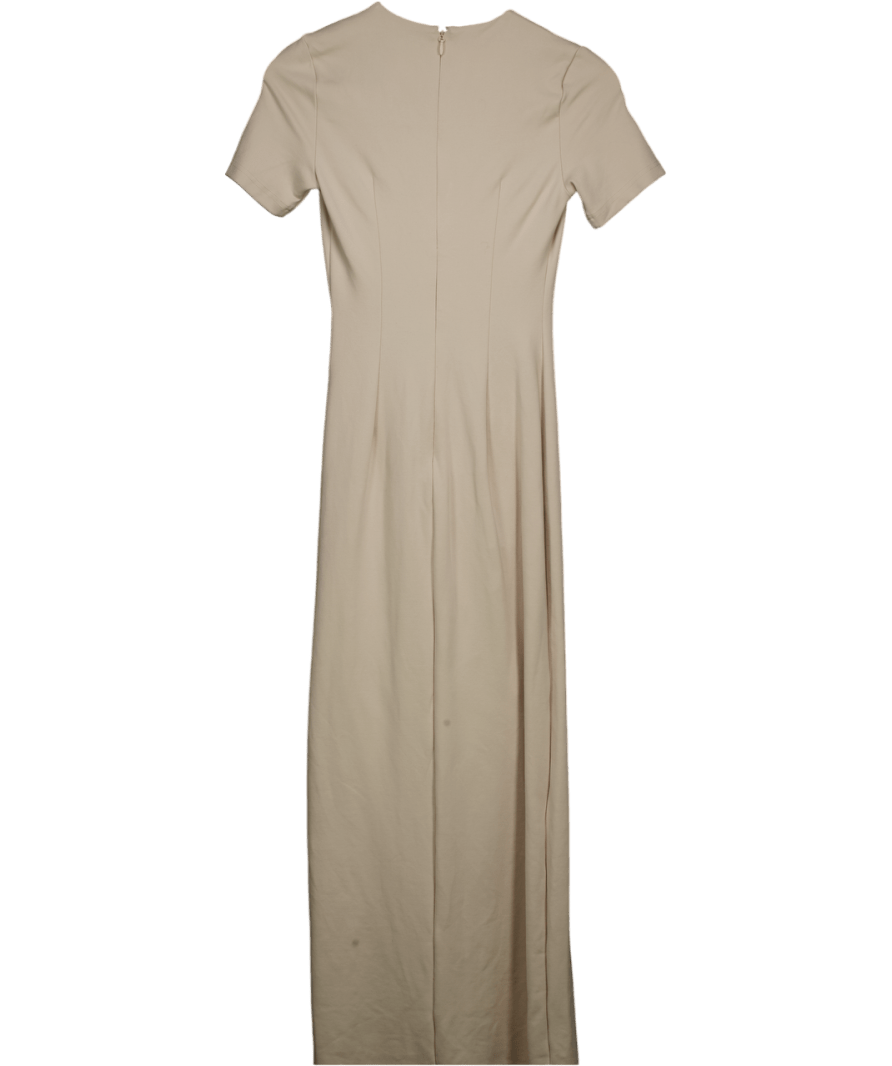 Karen Millen Cream Ruched Button Detail Pencil Midi Dress UK XS - Reliked