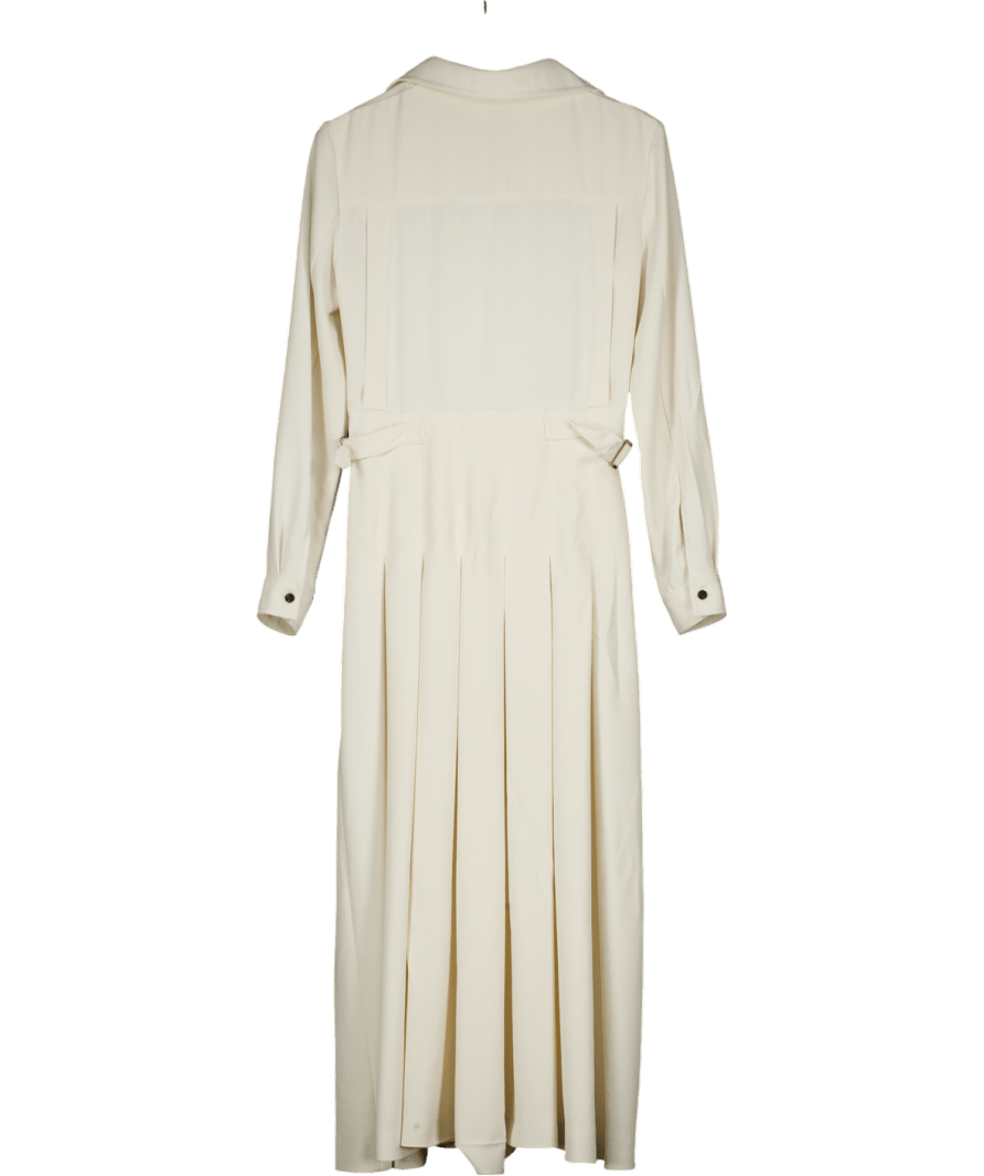 Karen Millen Cream Tailored Crepe Pleated Midi Shirt Dress UK 10 - Reliked