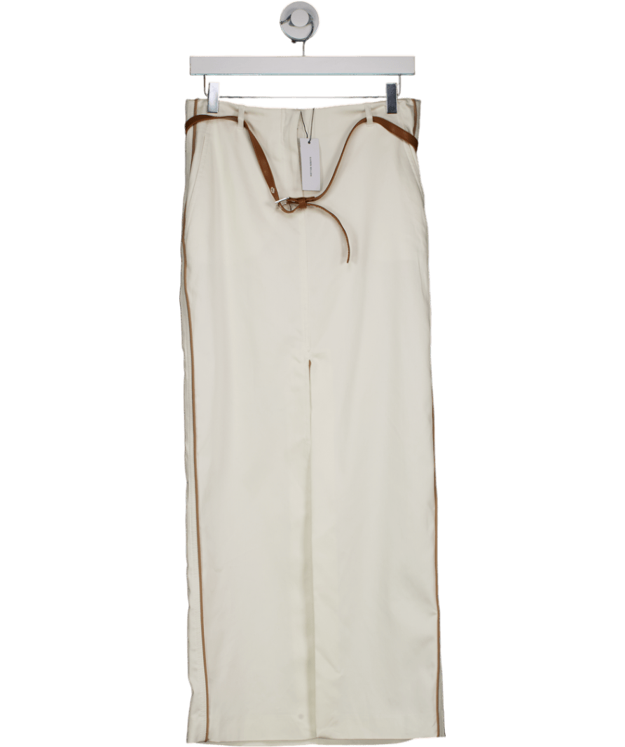 Karen Millen Cream Tailored Denim Belted Pocket Detail Maxi Skirt UK 6 - Reliked