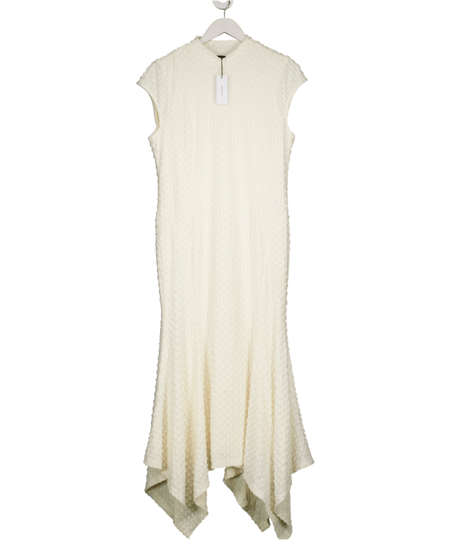 Karen Millen Cream Textured Jersey Dramatic Hem Maxi Dress UK M - Reliked