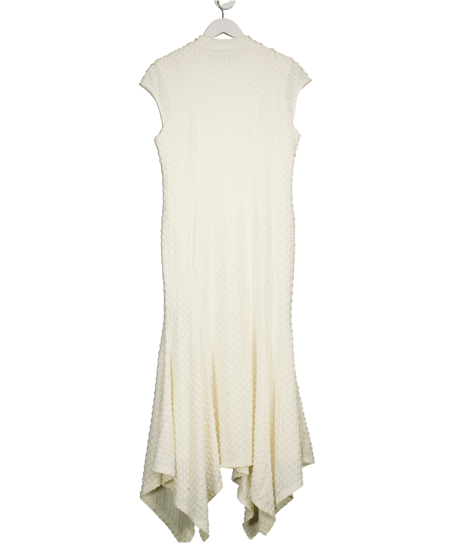 Karen Millen Cream Textured Jersey Dramatic Hem Maxi Dress UK M - Reliked