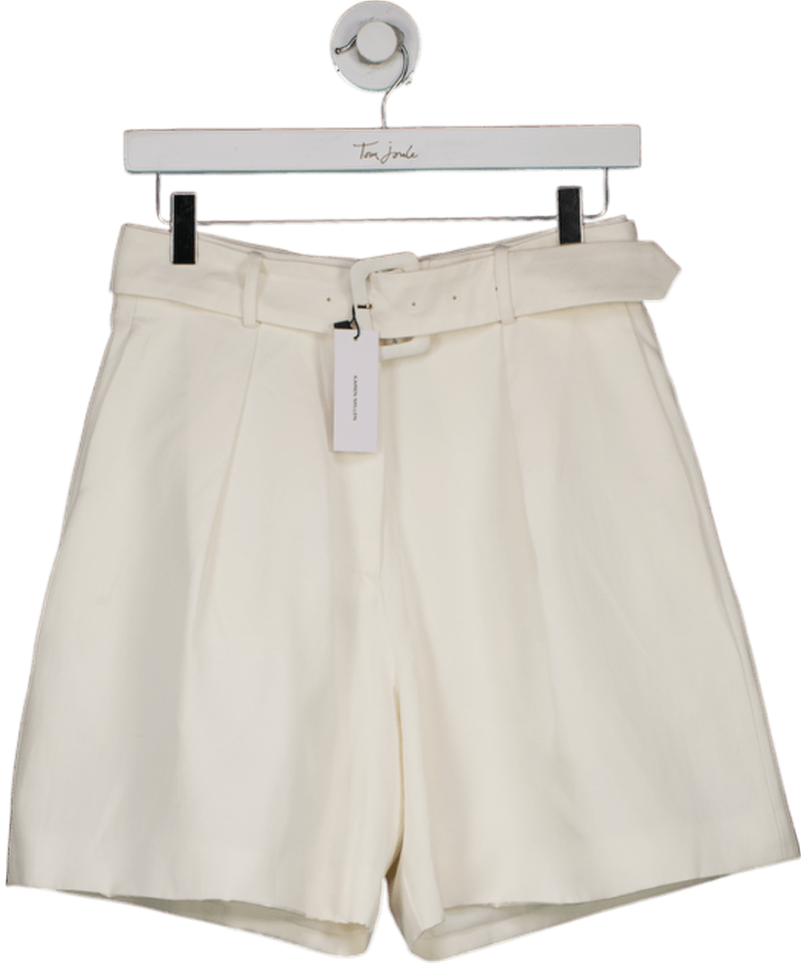 Karen Millen Cream Viscose Linen Tailored Walking Shorts UK 8 - Reliked