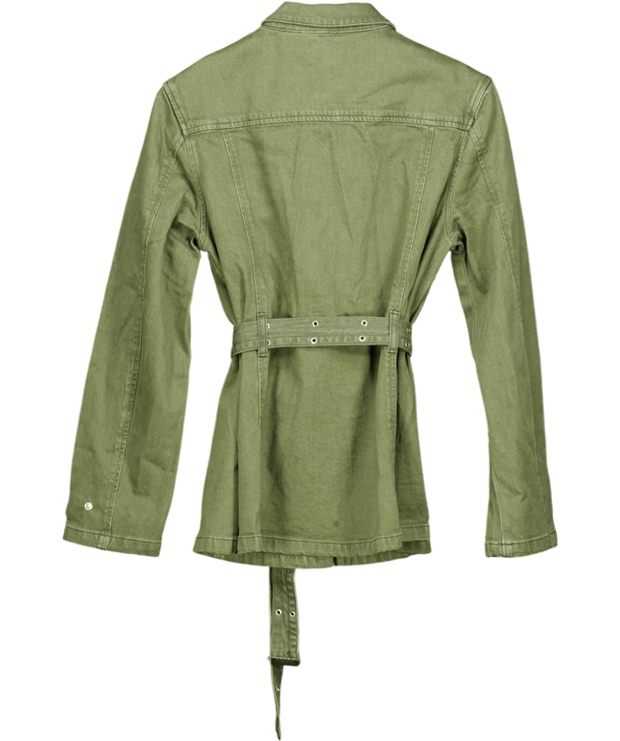 Karen Millen Green Denim Utility Belted Jacket UK 10 - Reliked