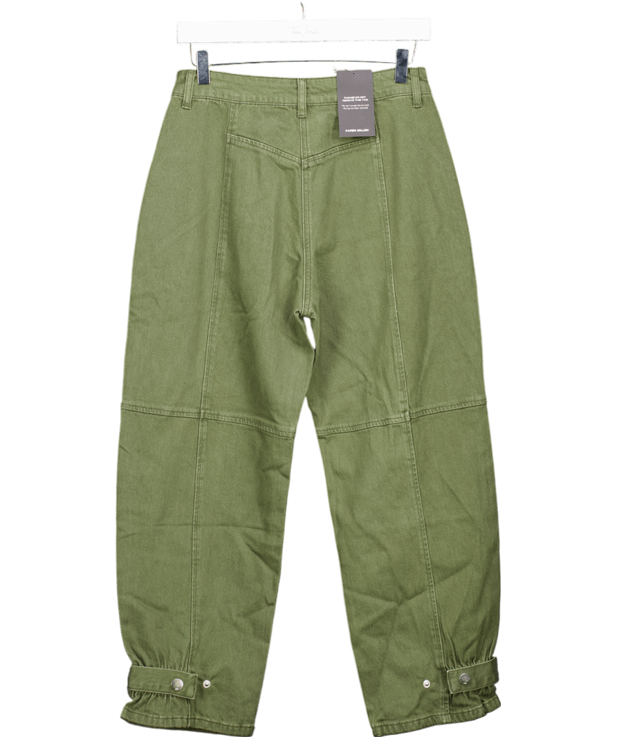 Karen Millen Green Denim Utility Cuff Hem Trousers UK 10 - Reliked