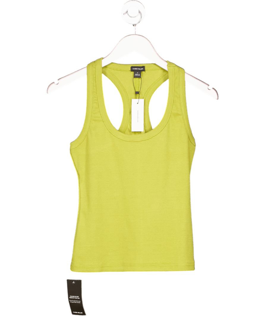 Karen Millen Green Jersey Ribbed Racer Back Vest UK S - Reliked