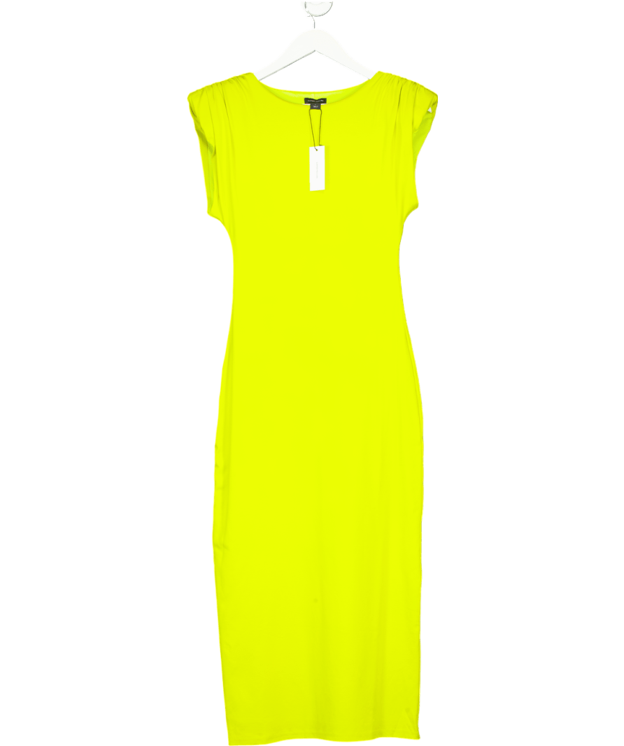 Karen Millen Green Stretch Jersey Power Shoulder Midi Dress UK S - Reliked