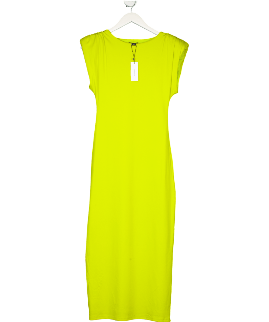 Karen Millen Green Stretch Jersey Power Shoulder Midi Dress UK S - Reliked