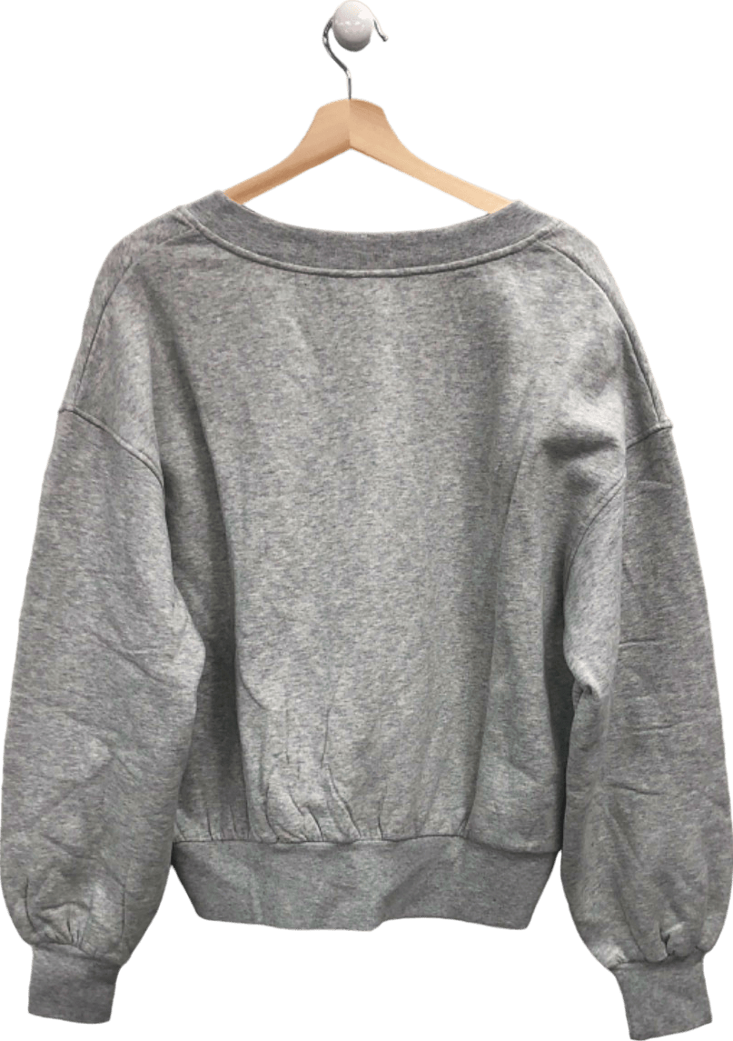 Karen Millen Grey Fleece Jersey V - Neck Sweatshirt UK S - Reliked