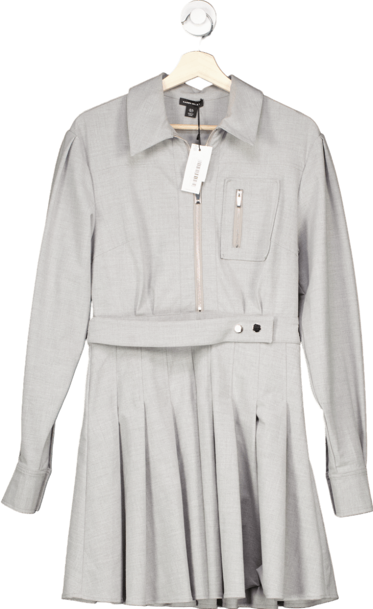 Karen Millen Grey Pleated Shirt Dress UK 10 - Reliked