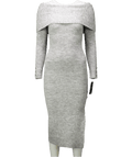 Karen Millen Grey Wool Blend Cosy Bardot Knit Midi Dress UK XS - Reliked