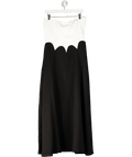Karen Millen Ivory / Black Scalloped Waistline Tailored Bandeau Midi Dress UK 12 - Reliked