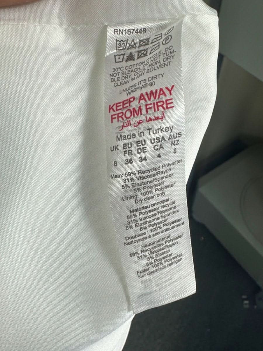 Karen Millen Ivory Compact Stretch Eyelet Detailed Ribbon Midi Dress UK 8 - Reliked