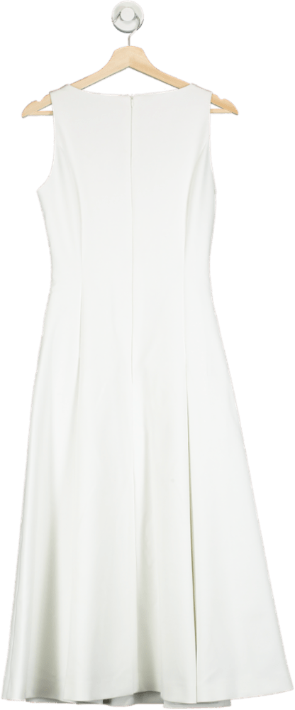 Karen Millen Ivory Compact Stretch Eyelet Detailed Ribbon Midi Dress UK 8 - Reliked