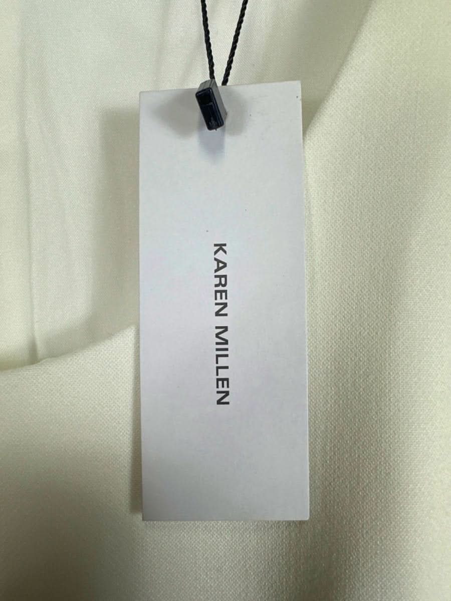 Karen Millen Ivory Compact Stretch Eyelet Detailed Ribbon Midi Dress UK 8 - Reliked