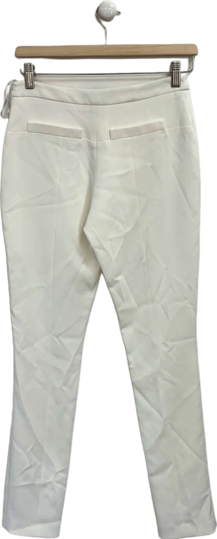 Karen Millen Ivory Compact Stretch Viscose Tailored High Waisted Split Front Trousers UK 6 - Reliked