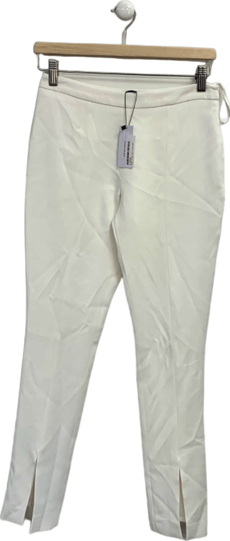 Karen Millen Ivory Compact Stretch Viscose Tailored High Waisted Split Front Trousers UK 6 - Reliked
