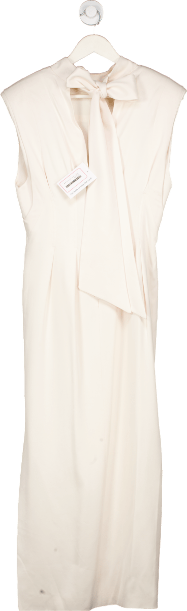 Karen Millen Ivory Sleeveless Bow Detail Shift Dress UK 8 - Reliked