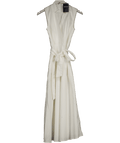 Karen Millen Ivory White Denim Tailored Notch Neck Belted Fluid Midi Dress UK 6 - Reliked