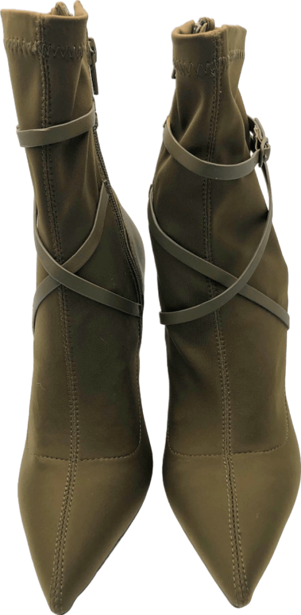 Karen Millen Khaki Pointed Toe High Heel Ankle Boots UK 4 - Reliked