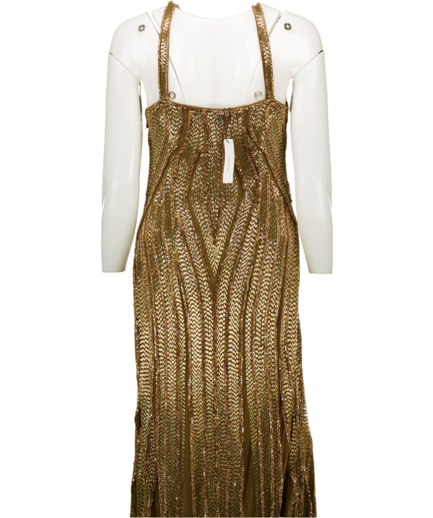 Karen Millen Metallic Beaded Contour Sweet Heart Neckline Woven Maxi Dress UK 10 - Reliked