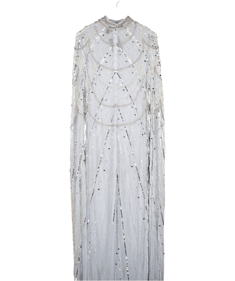 Karen Millen Metallic Petite Embellished Cape Detail Maxi Dress UK 10 - Reliked