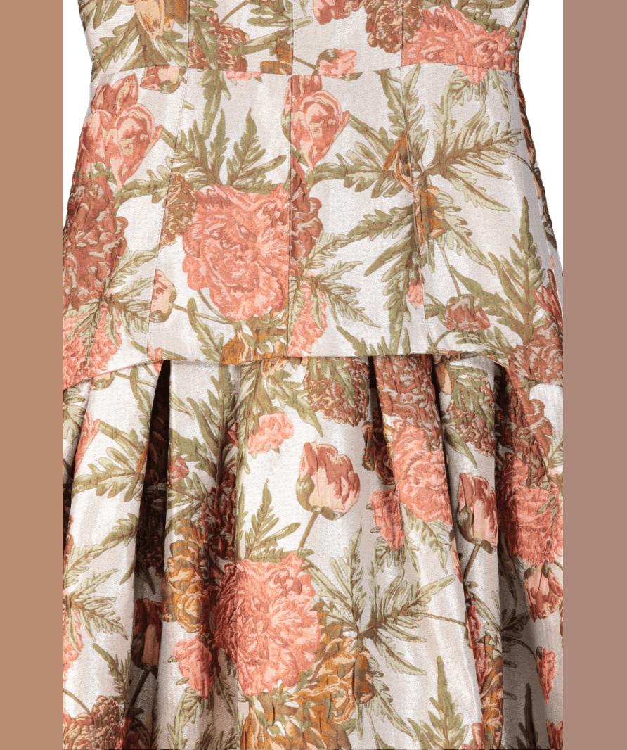 Karen Millen Multicoloured Floral Jacquard Strappy Full Skirted Tailored Maxi Dress UK 8 - Reliked