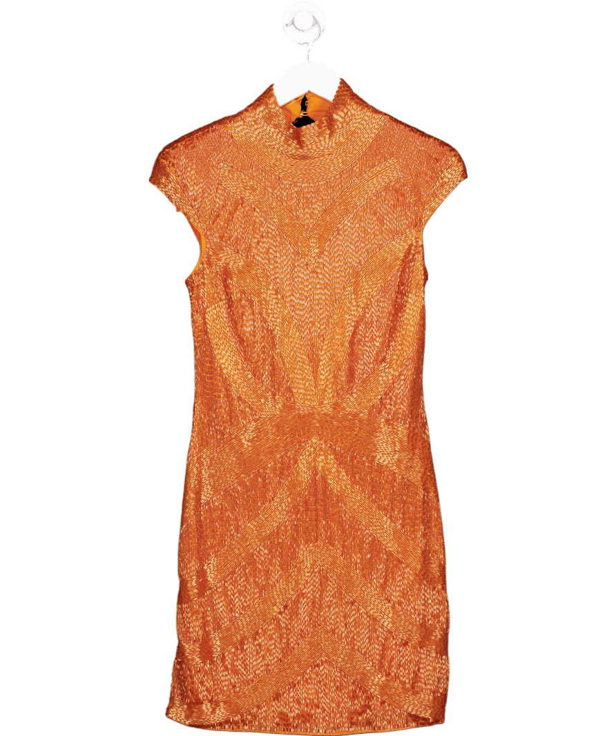 Karen Millen Orange Beaded Embellished Woven Mini Dress UK 10 - Reliked