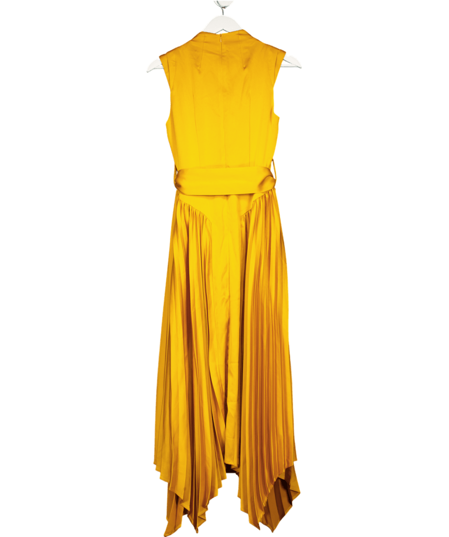 Karen Millen Orange Satin Back Crepe Pleat Midaxi Dress UK 8 - Reliked