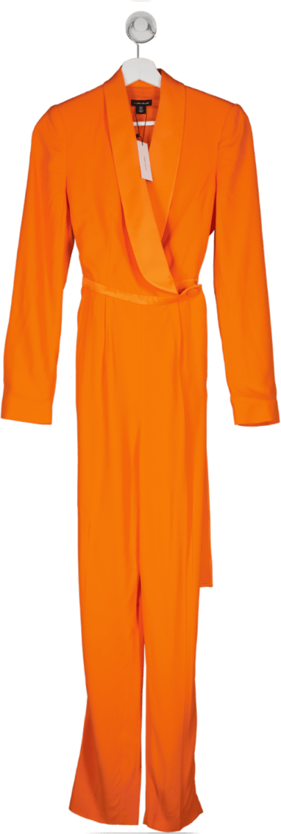 Karen Millen Orange Tailored Tuxedo Belted Wrap Jumpsuit UK 8 - Reliked