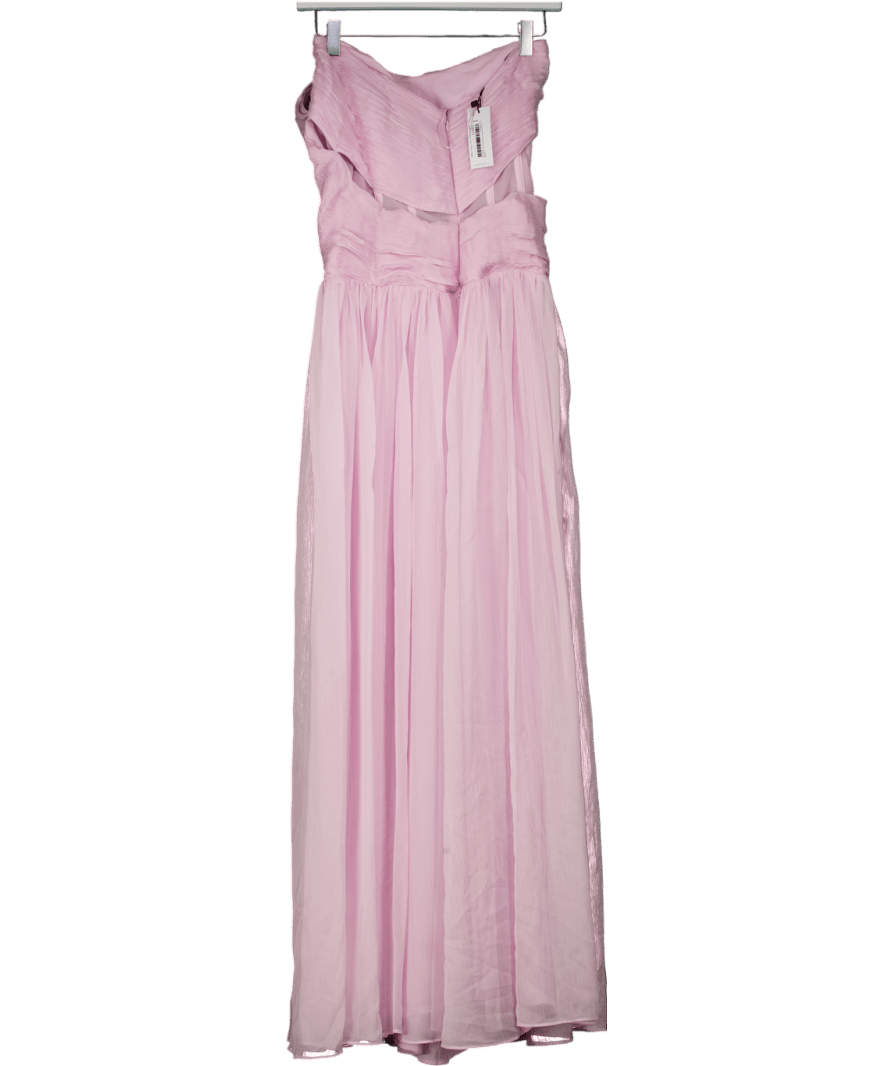Karen Millen Pink Crinkle Georgette Fine Pleated One Shoulder Woven Maxi Dress UK 6 - Reliked