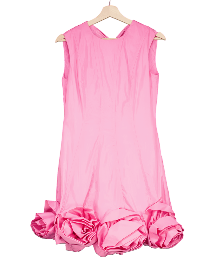 Karen Millen Pink Drama Taffeta Rosette Woven Mini Dress UK 6 - Reliked