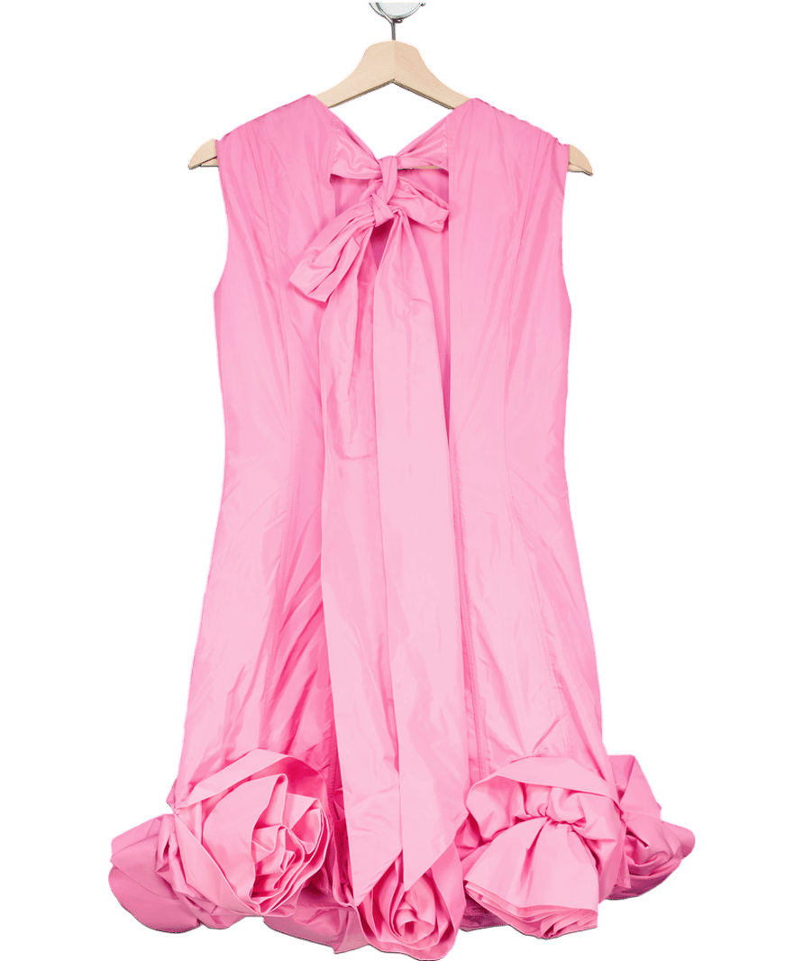 Karen Millen Pink Drama Taffeta Rosette Woven Mini Dress UK 6 - Reliked