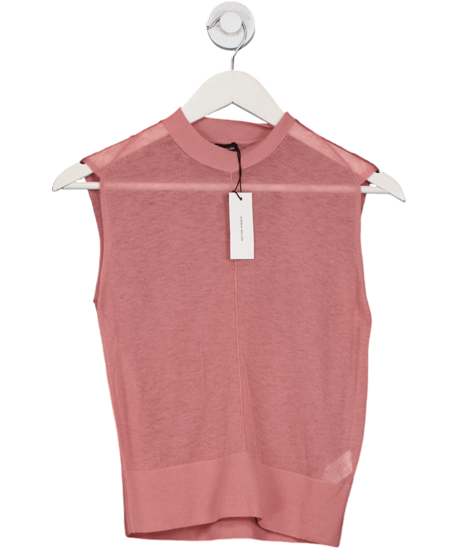 Karen Millen Pink Sheer Wool Knit Tank Top UK XS - Reliked