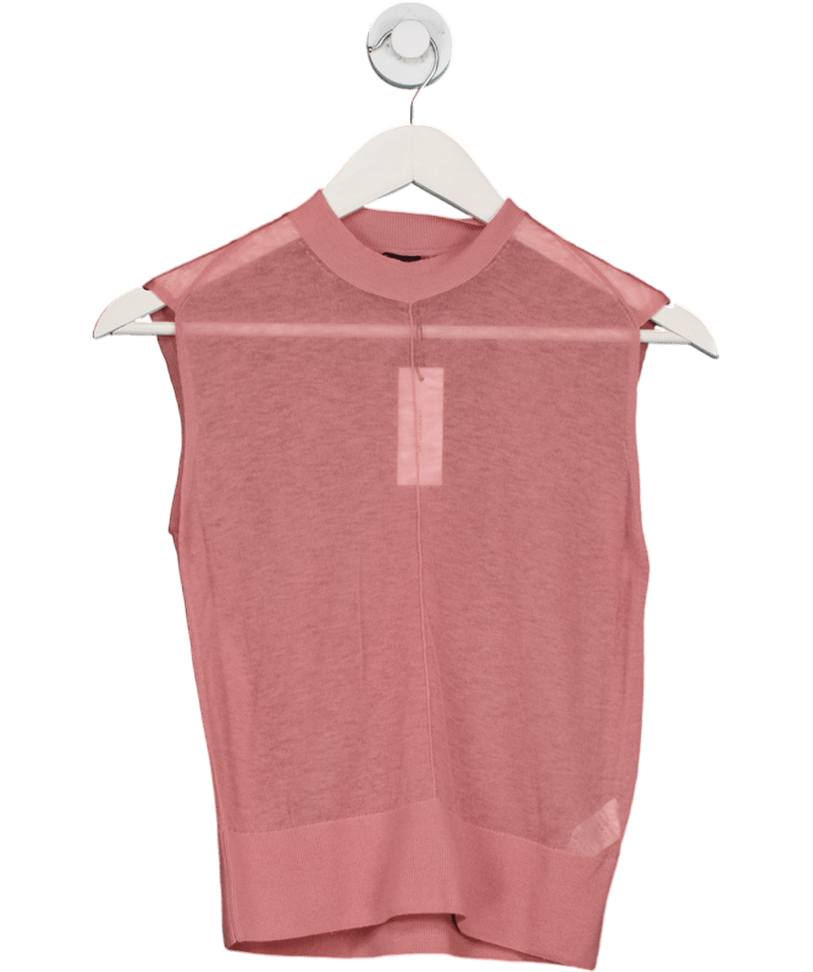 Karen Millen Pink Sheer Wool Knit Tank Top UK XS - Reliked