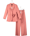 Karen Millen Pink Tie Back Detail Tailored Single Breasted Blazer And Wide Leg Trousers UK XS/S - Reliked