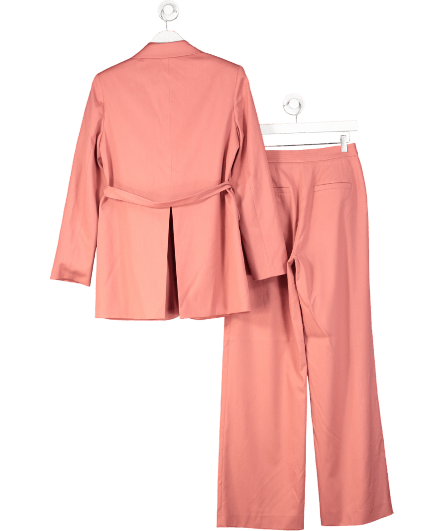 Karen Millen Pink Tie Back Detail Tailored Single Breasted Blazer And Wide Leg Trousers UK XS/S - Reliked
