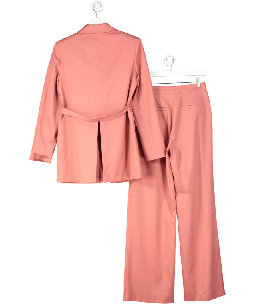 Karen Millen Pink Tie Back Detail Tailored Single Breasted Blazer And Wide Leg Trousers UK XS/S - Reliked