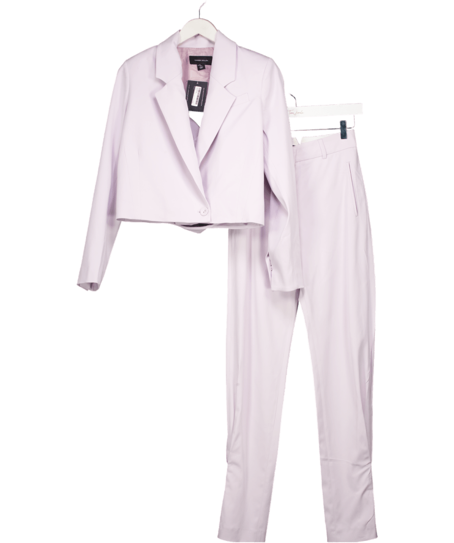 Karen Millen Purple 2 - piece Cropped Blazer And Tapered Trouser Suit UK 6 - Reliked