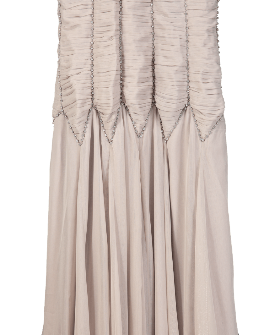 Karen Millen Purple High Neck Embellished Ruched Georgette Woven Maxi Dress UK 8 - Reliked