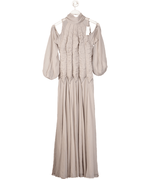 Karen Millen Purple High Neck Embellished Ruched Georgette Woven Maxi Dress UK 8