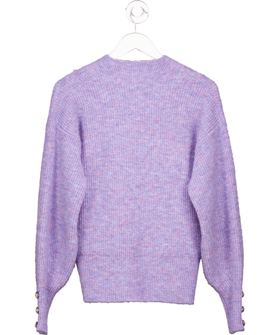 Karen Millen Purple Lilac V - neck Balloon Sleeve Sweater UK S - Reliked