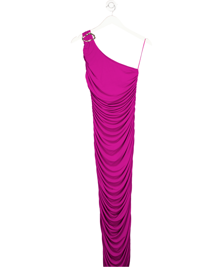 Karen Millen Purple One Shoulder Trim Detail Ruched Maxi Dress UK S - Reliked