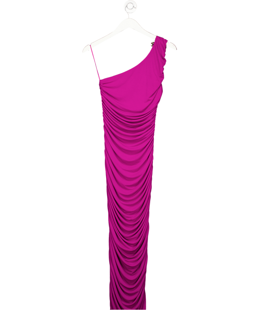 Karen Millen Purple One Shoulder Trim Detail Ruched Maxi Dress UK S - Reliked