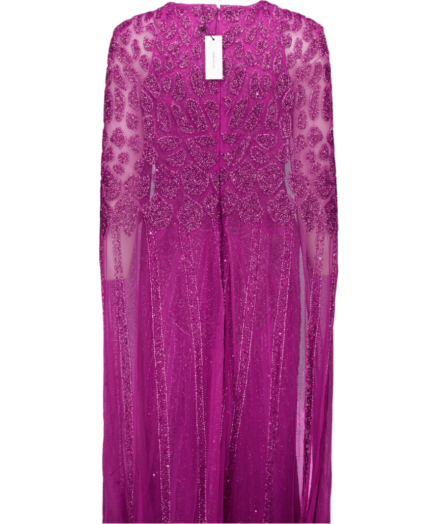 Karen Millen Purple Premium Embellished Caped Maxi Dress UK 10 - Reliked
