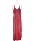 Karen Millen Red Petite Crystal Beaded Strappy Woven Maxi Dress UK 6 - Reliked