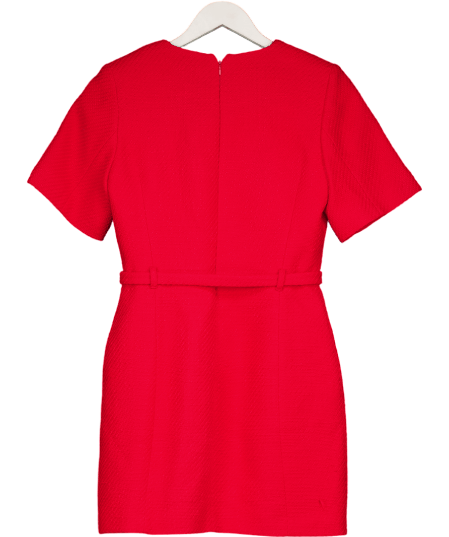 Karen Millen Red Textured Tweed Belted Tailored Mini Dress UK 8 - Reliked