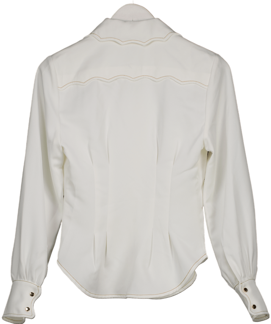 Karen Millen White Contrast Stitch Long Sleeve Shirt UK 6 - Reliked