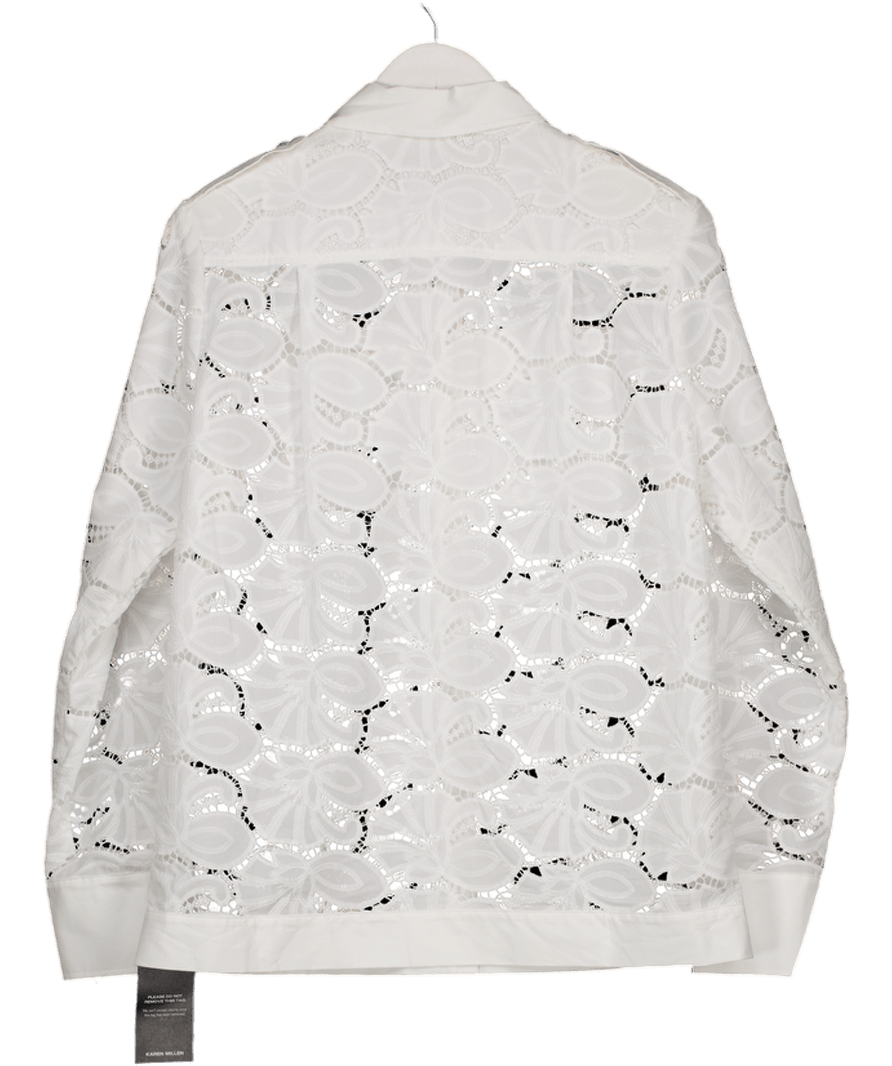 Karen Millen White Cotton Cutwork Woven Shirt UK 10 - Reliked