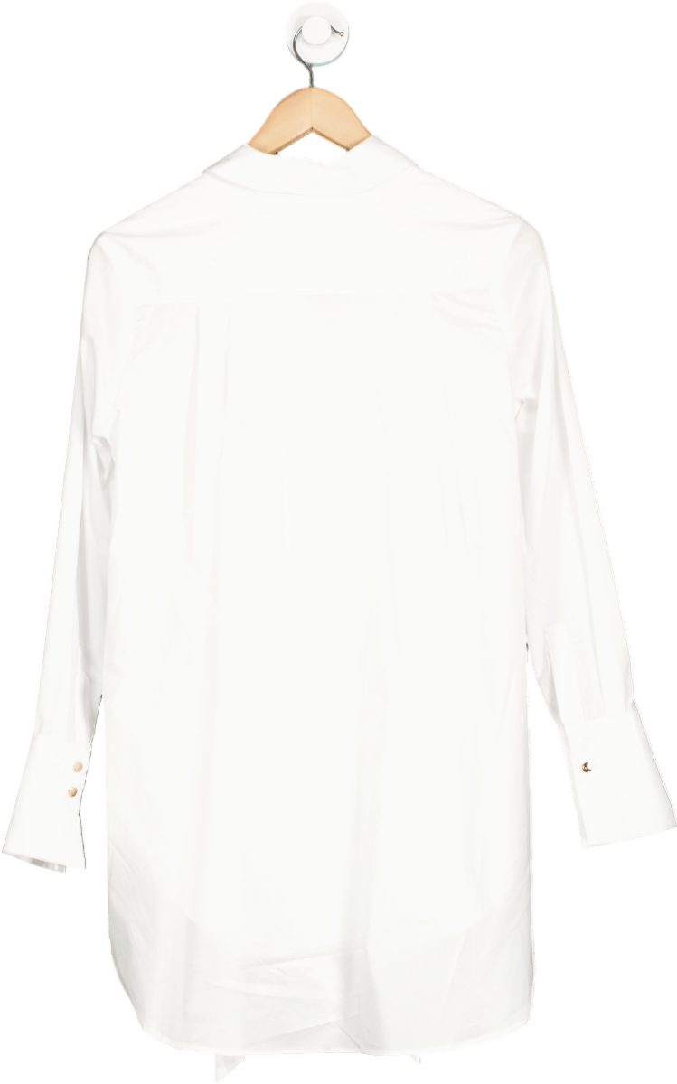 Karen Millen White Cotton Poplin Collared Longline Shirt UK 6 - Reliked